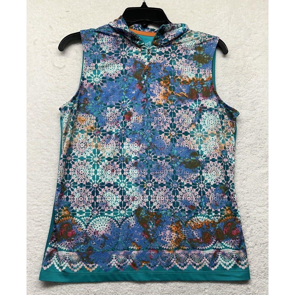 EP Pro Womens Size M Sleeveless Tour Tech Floral 1/4 Zip Tank Top (K4)